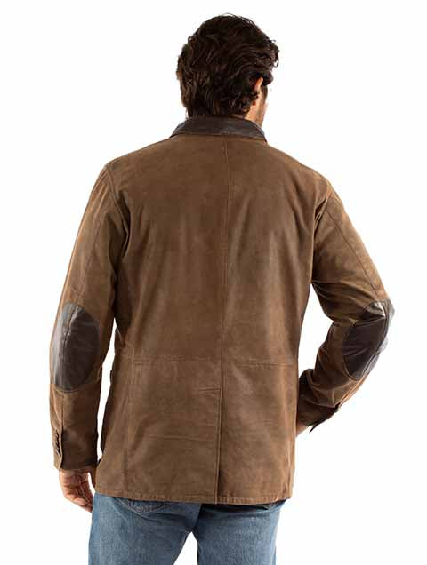 Men's Brown Leather Blazer w/ Elbow