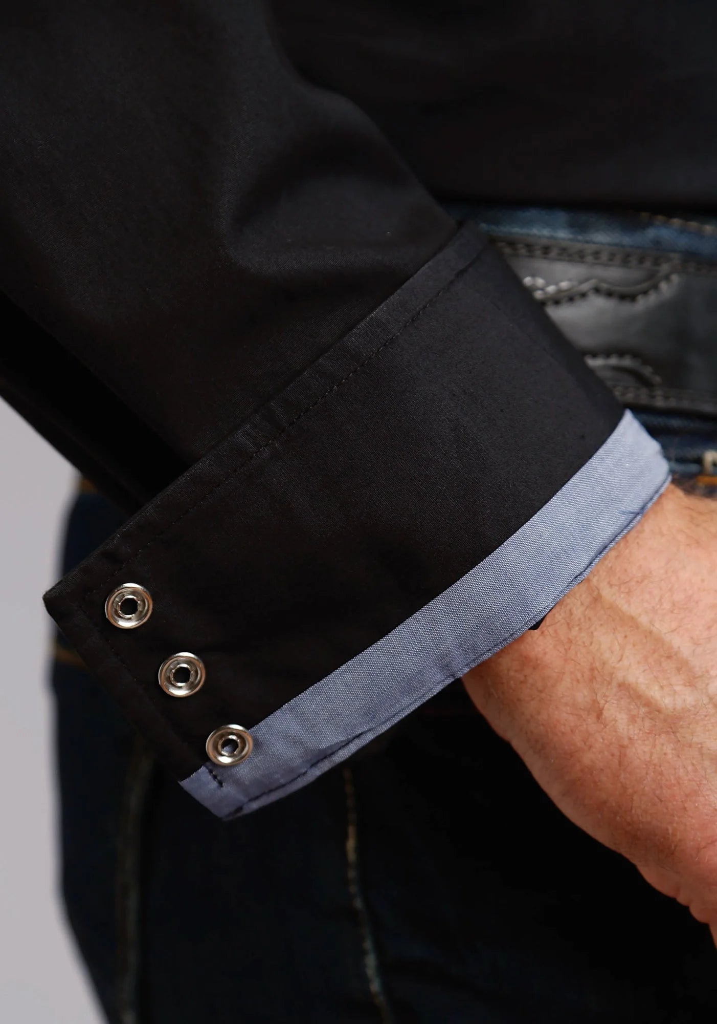 Stetson Solid Peached Poplin Western Shirt in Solid Black