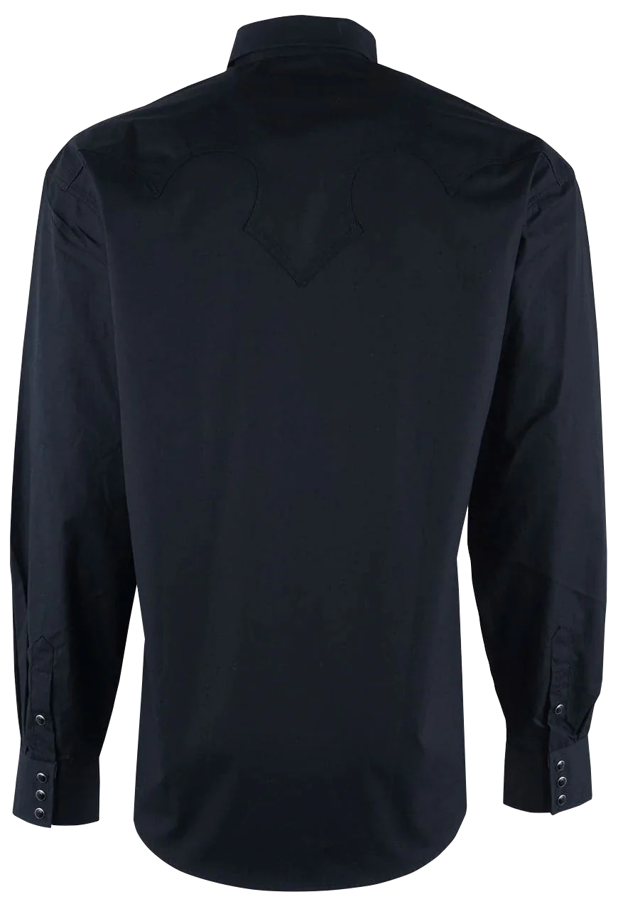 Stetson Solid Peached Poplin Western Shirt in Solid Black