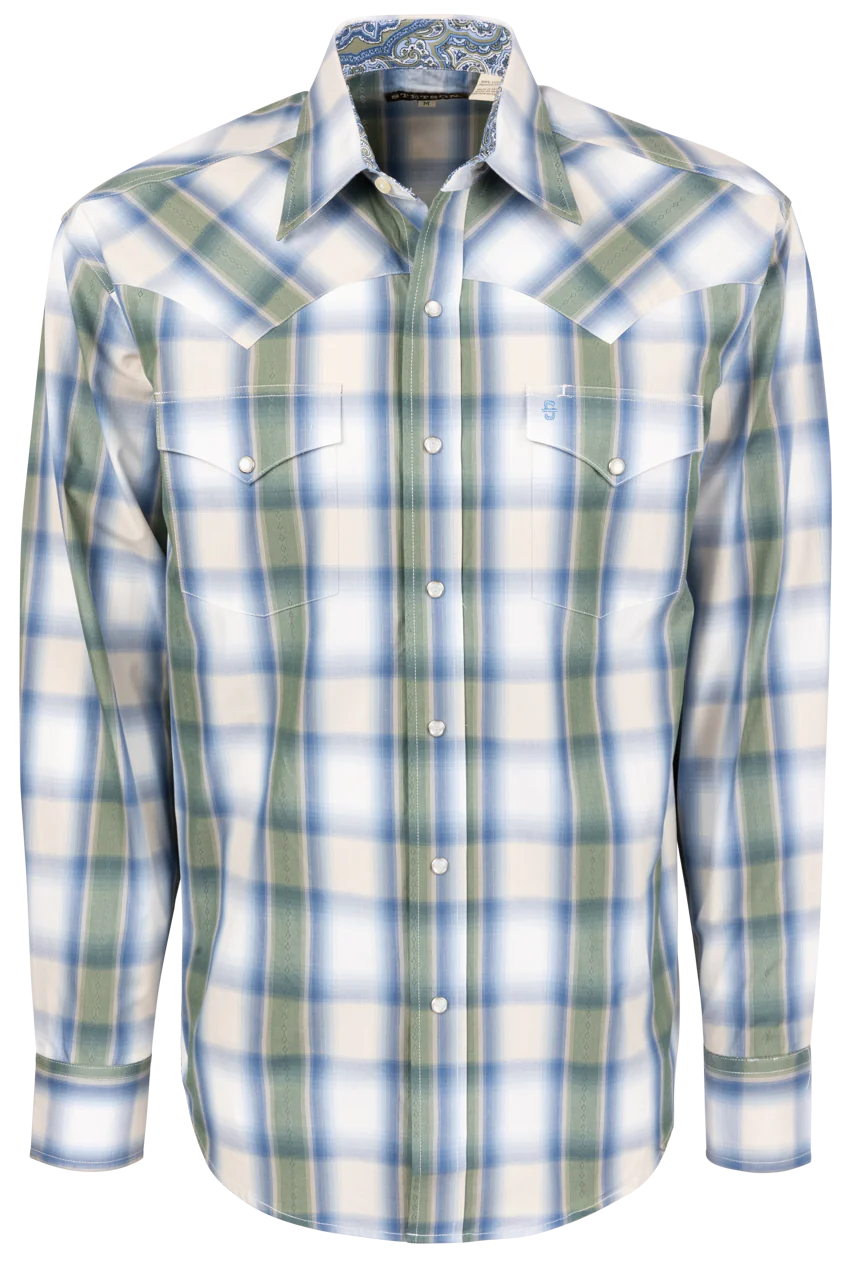 Stetson Men's Dobby Plaid Snap Front Shirt