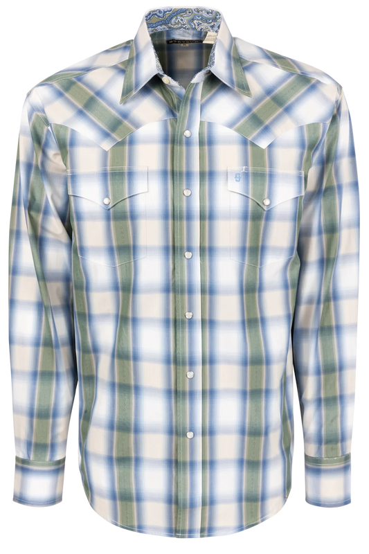 Stetson Men's Dobby Plaid Snap Front Shirt