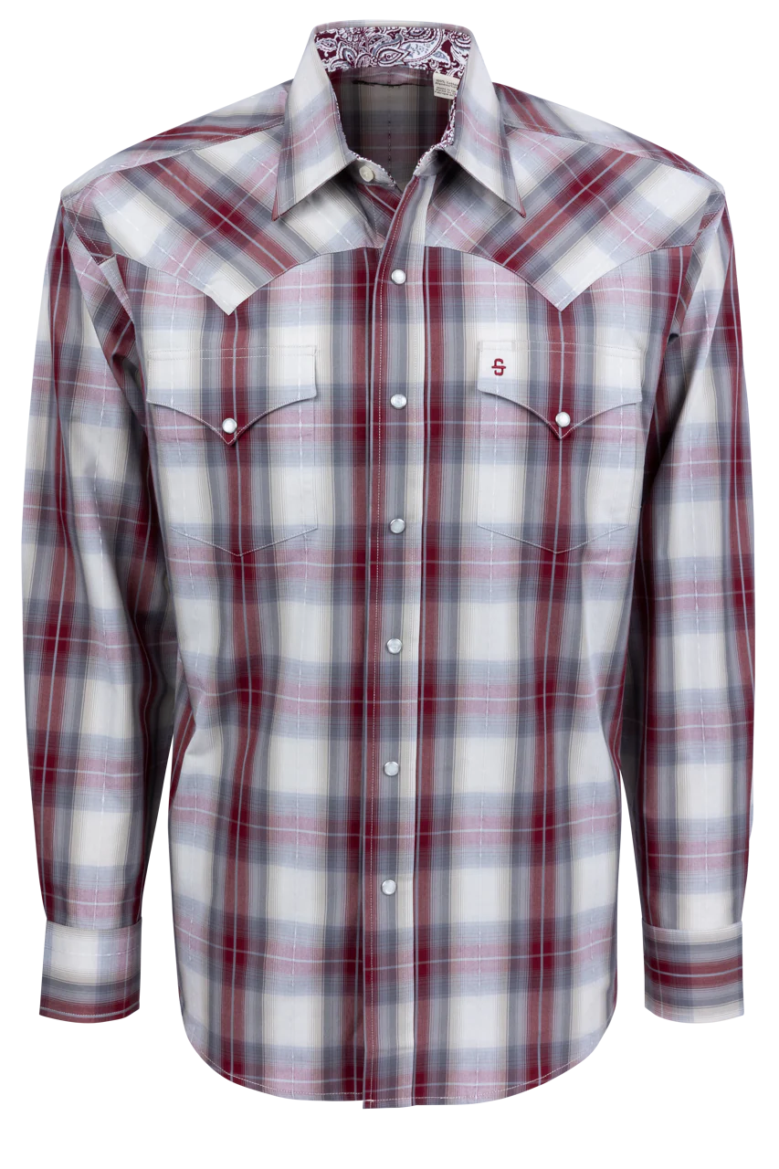 Stetson Men's Dobby Plaid Snap Front Shirt