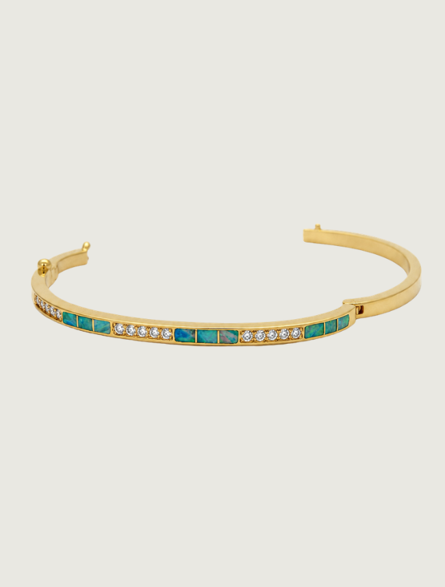 14K Yellow Gold Opal & Diamond Bracelet
