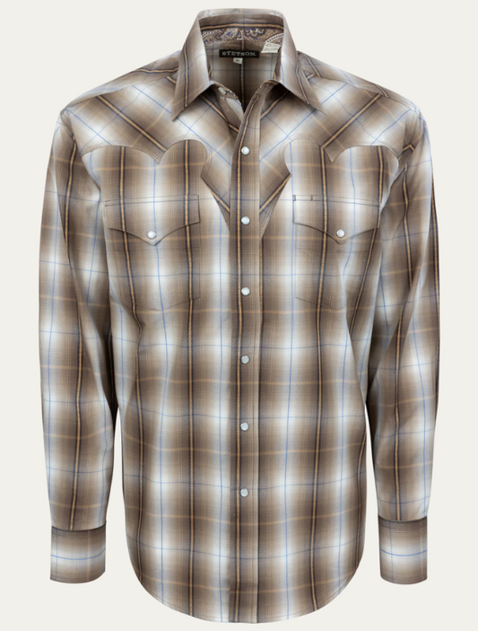 Stetson Men's Sandy Ombre Plaid Snap Front Shirt