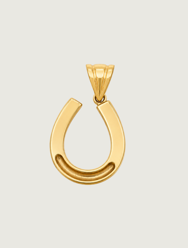 14K Yellow Gold Turquoise Horseshoe Pendant