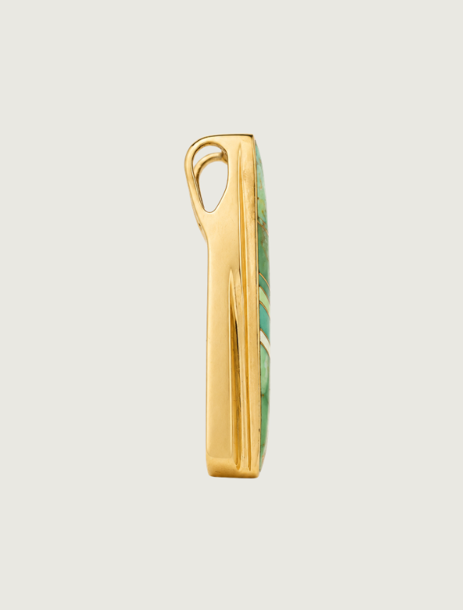 14K Yellow Gold Carico Lake Turquoise Pendant
