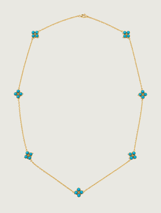 18K Yellow Gold Turquoise & Diamond Necklace