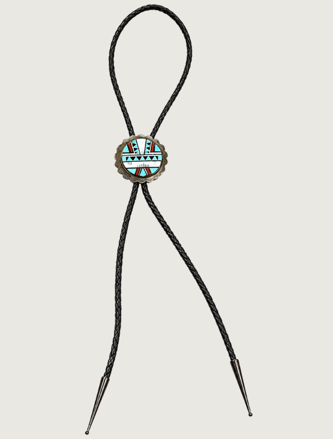 Sterling Silver Inlay Bolo Tie