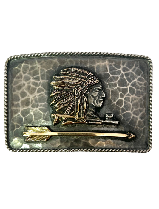 Clint Orms Zapata 1410 Sterling Silver / 14K Gold Hammered Chief Belt Buckle
