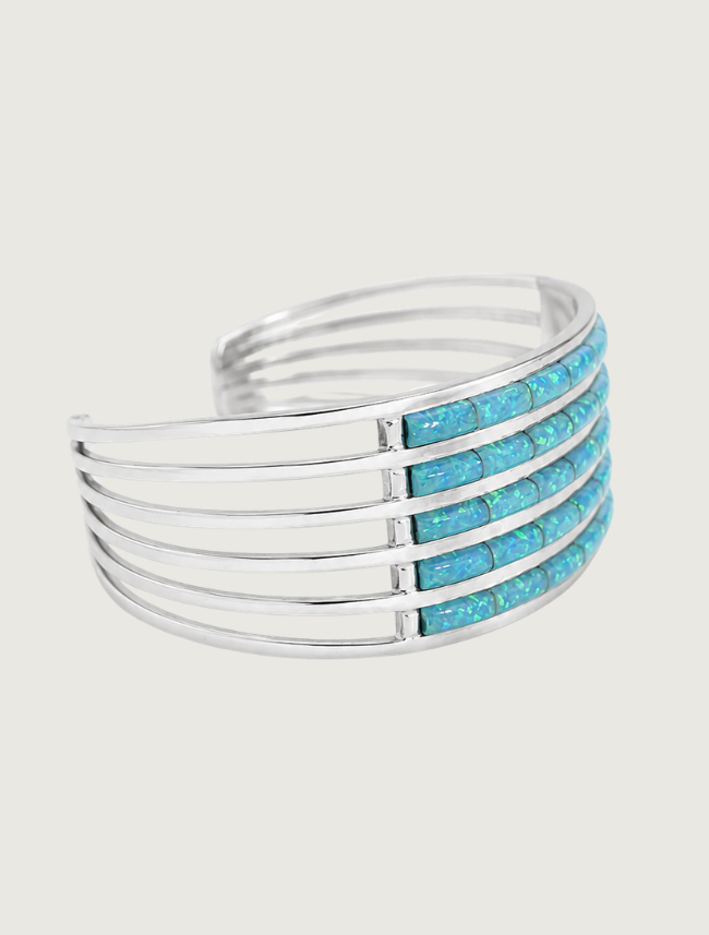 Ansom Wallace Sterling Silver Opal Cuff Bracelet