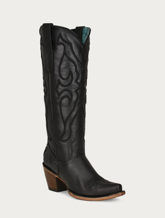 Corral Women's Black Embroidery Tall Top Cowboy Boots