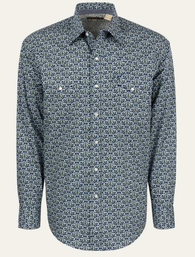Stetson Men's Navy Medallion Snap Front Shirt