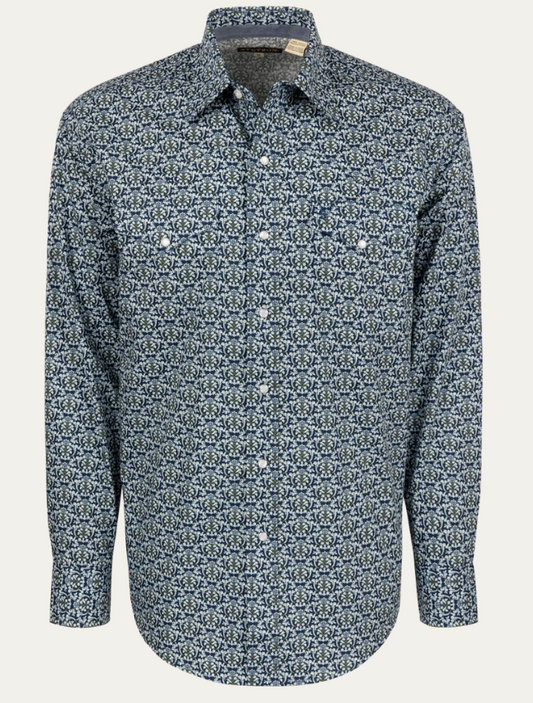 Stetson Men's Navy Medallion Snap Front Shirt