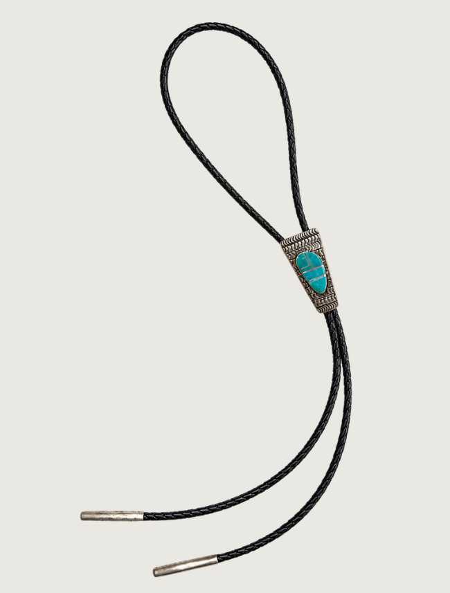 Sterling Silver & Turquoise Inlay Bolo Tie