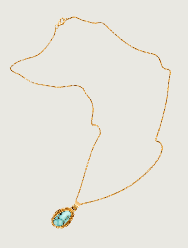 16K Yellow Gold Turquoise Pendant