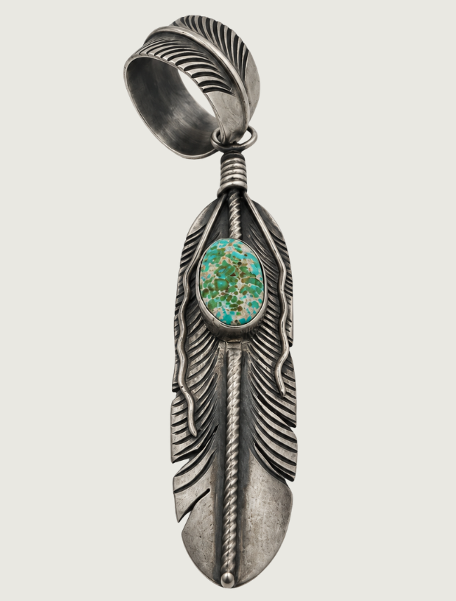 K.M. Sterling Silver & Turquoise Pendant