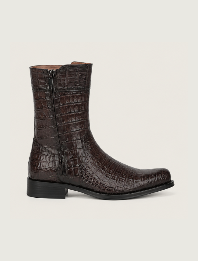 men's brown dress boots with zipper Cuadra Caiman Round Toe Cowboy in or any bulk demand