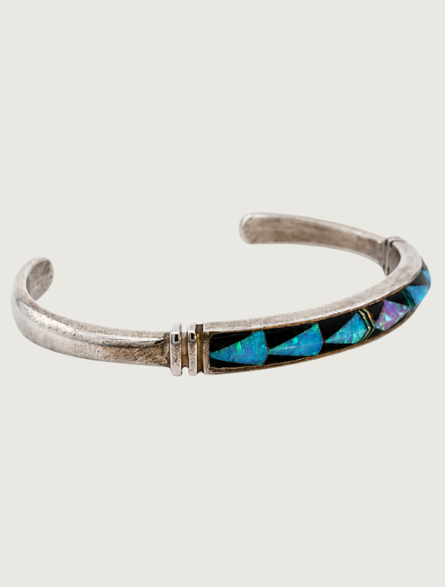 Sterling Silver Multi Inlay Cuff Bracelet