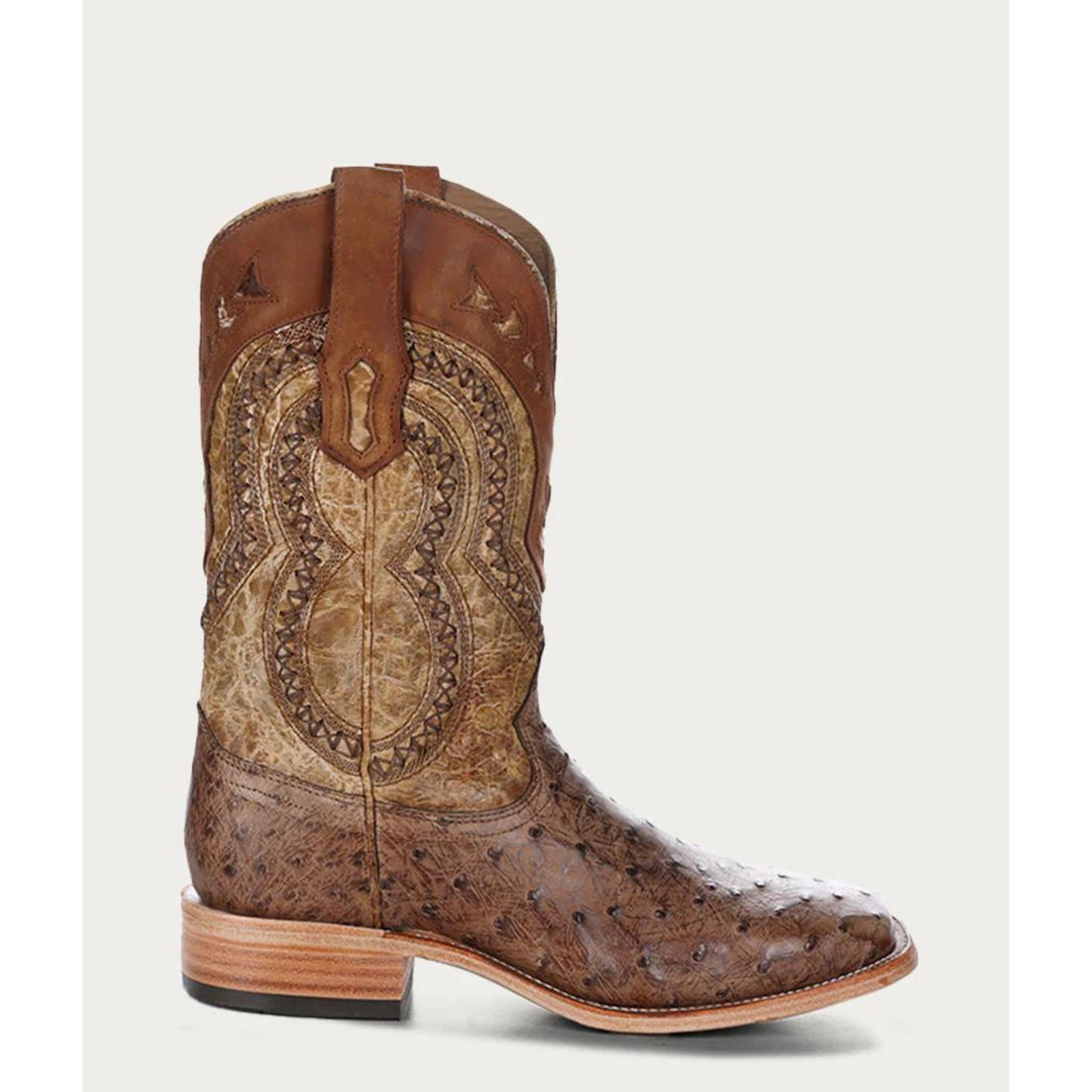 Ostrich Overlay & Embroidery Men's Boot