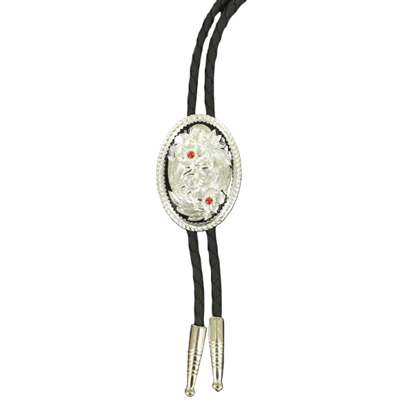 M&F Western Floral Bolo Tie with Red Stones