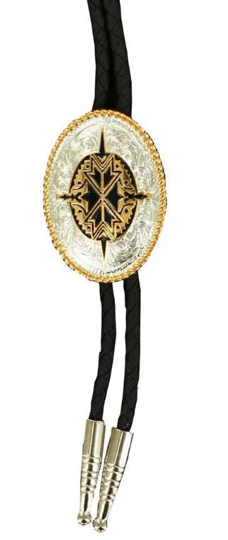 M&F Western Silver & Gold Aztec Center Bolo Tie