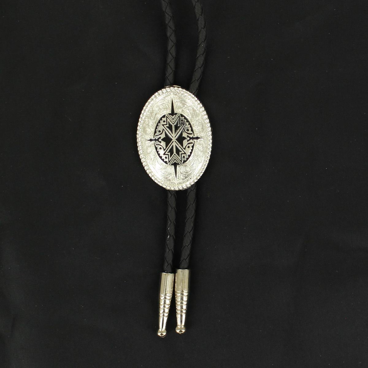 M&F Western Black & Silver Aztec Center Bolo Tie