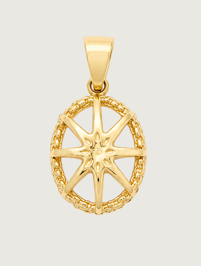 14K Yellow Gold Gold Quartz & Diamond Halo Pendant