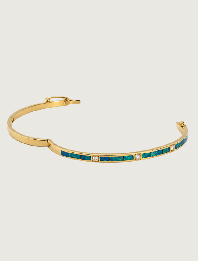 14K Yellow Gold Opal & Diamond Bracelet