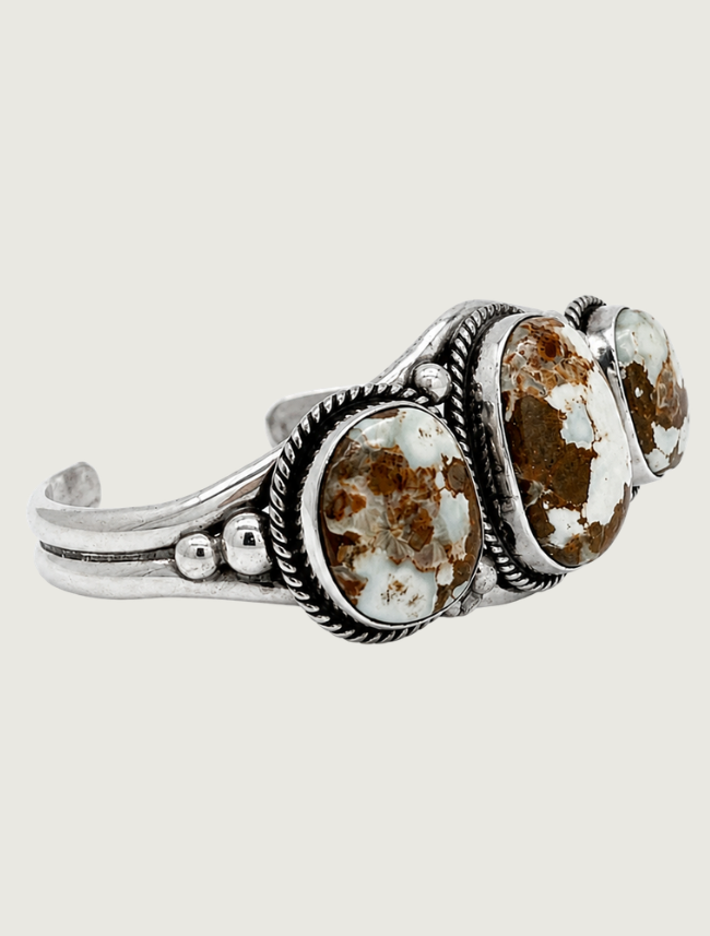Sterling Silver Tri-Turquoise Cuff Bracelet