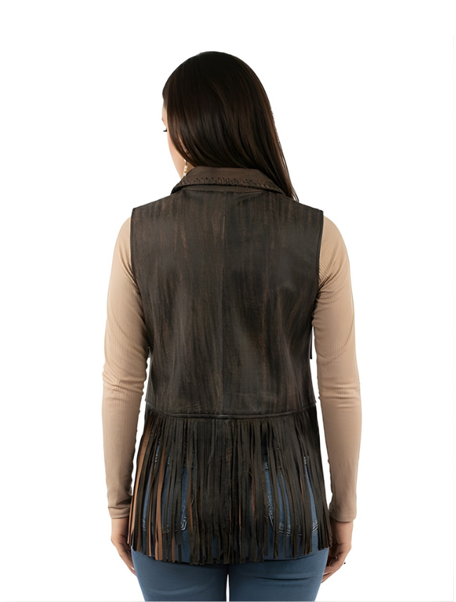 Mavericks Women's Lambskin Fringe Leather Vest