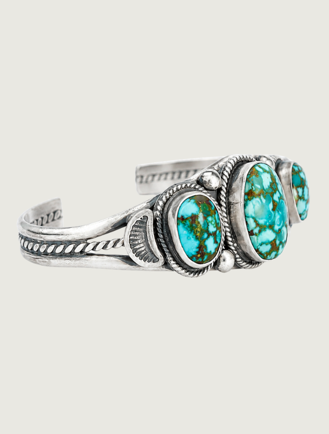 Sterling Silver Three Turquoise Cuff Bracelet