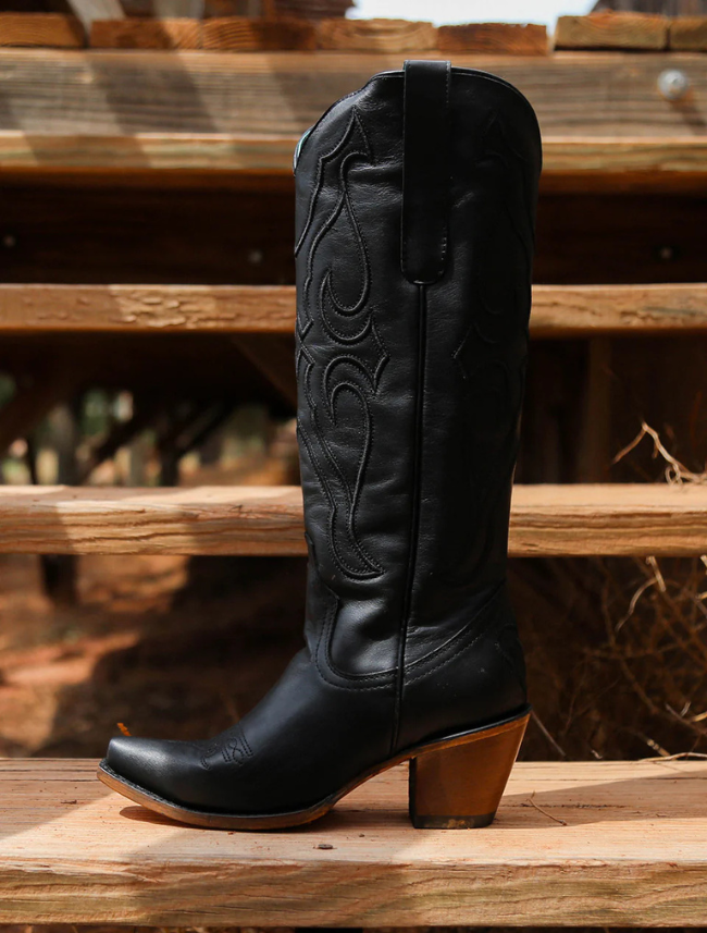 Corral Women's Black Embroidery Tall Top Cowboy Boots