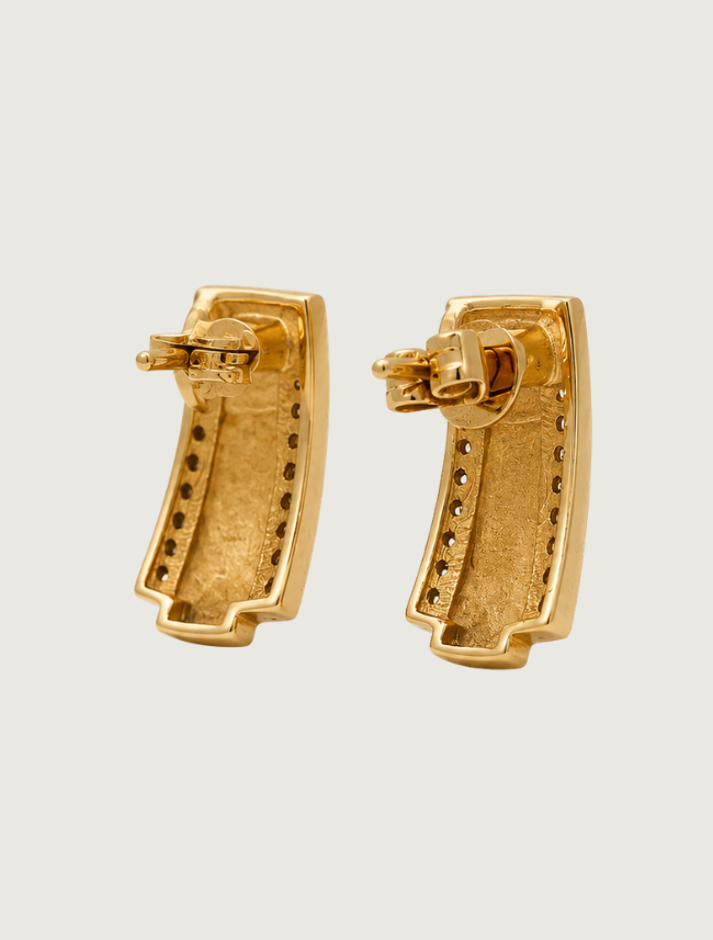 14K Yellow Gold Turquoise & Diamond Earrings
