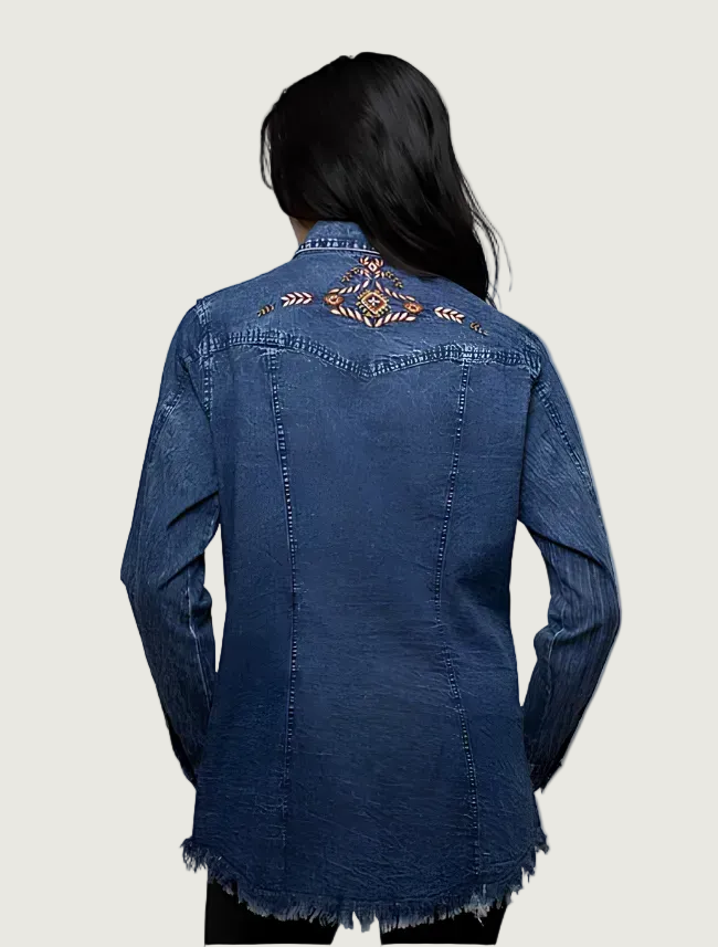 Scully Women's Denim Embroidered Layering Shirt