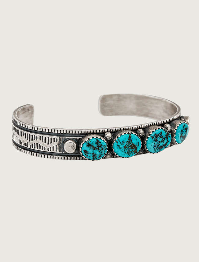 Sterling Silver Five Turquoise Cuff Bracelet
