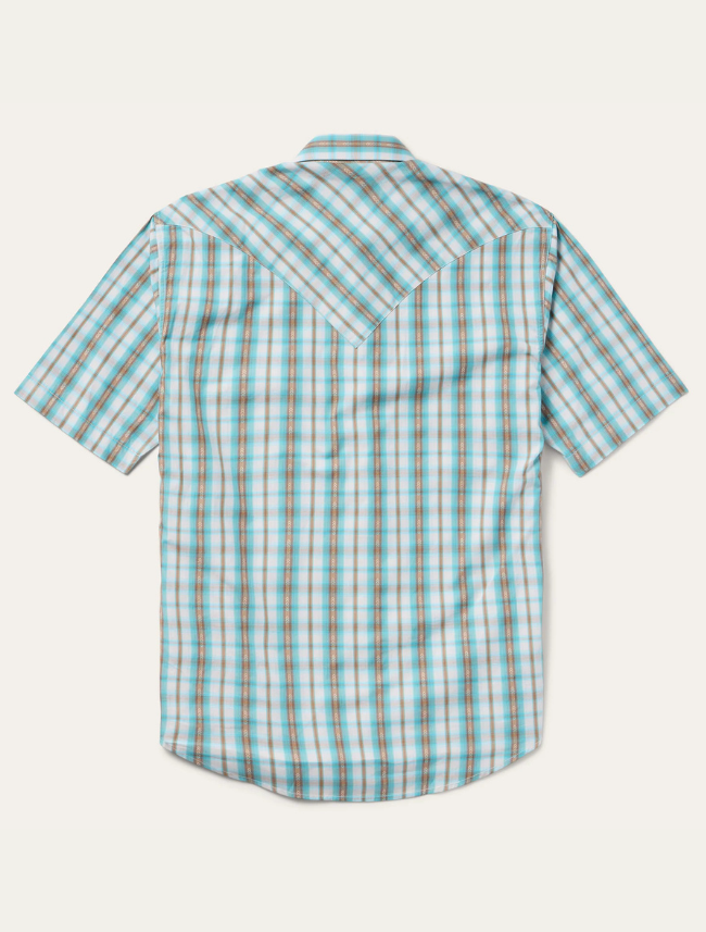Stetson Men's Turquoise Plaid Short-Sleeve Western Shirt