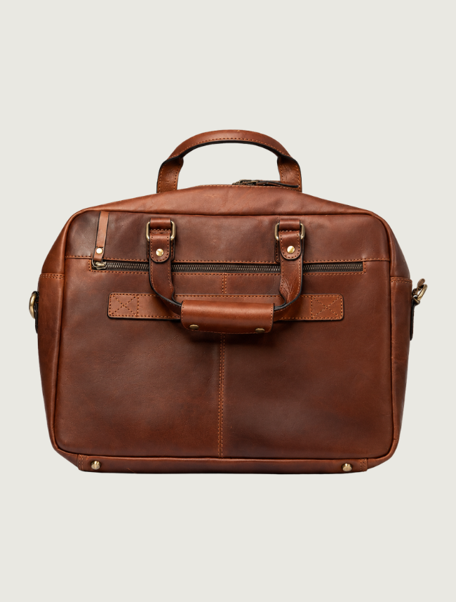 Mavericks Brown Leather Messenger Briefcase