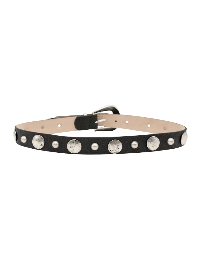 Streets Ahead Black Leather Belt with Silver Buckle Set