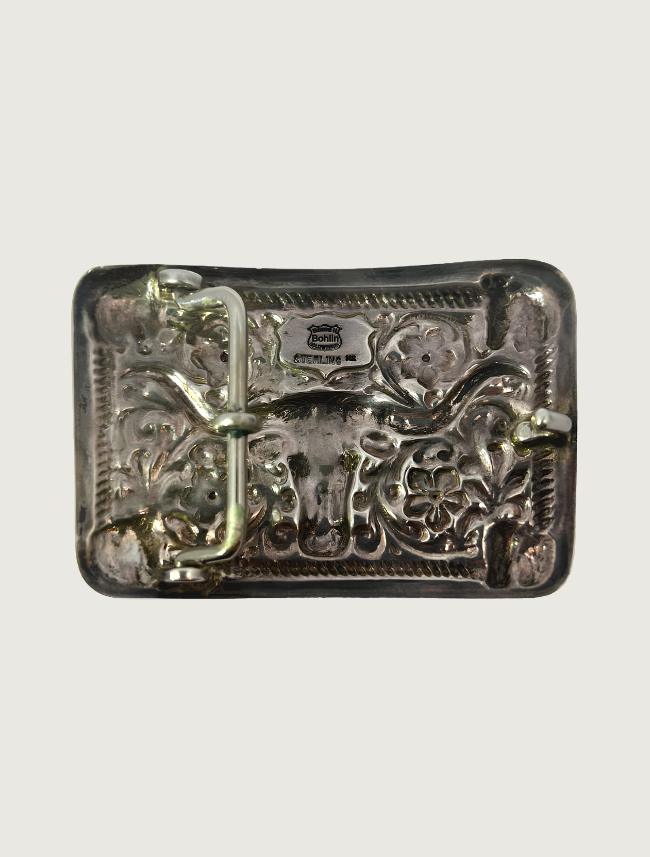 Edward H. Bolin Sterling Silver & 14K Gold Longhorn Belt Buckle