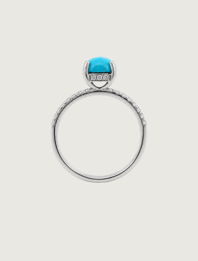 18K White Gold Turquoise & Diamond Ring