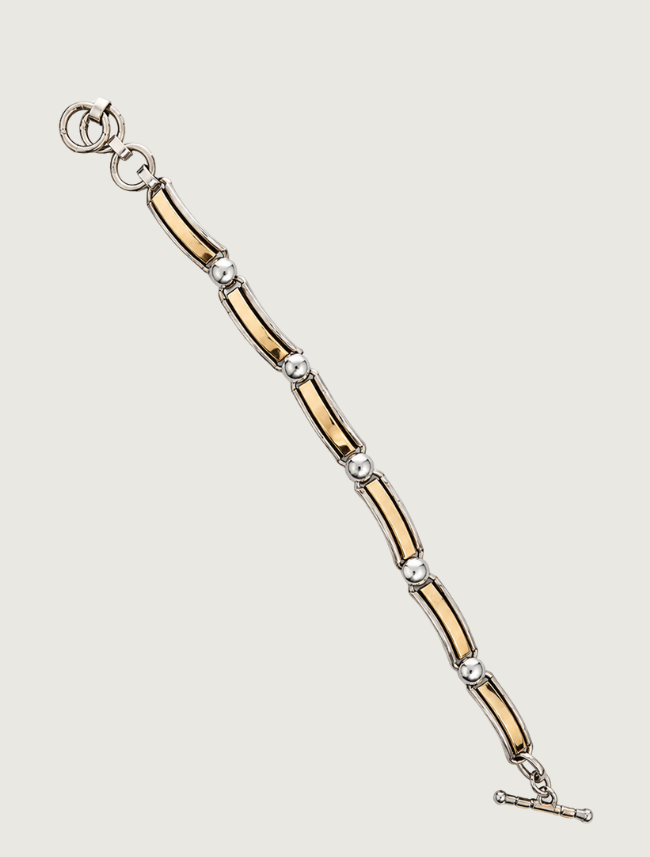 Herbert Begay SS/14KYG Center Dot Narrow Link Bracelet