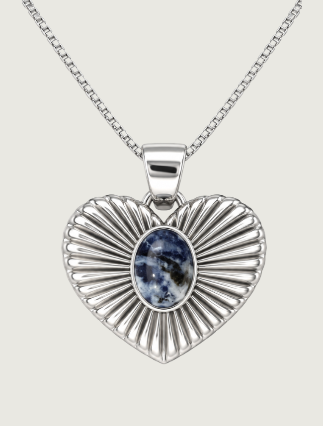 Sterling Silver Heart Pendant with Stone