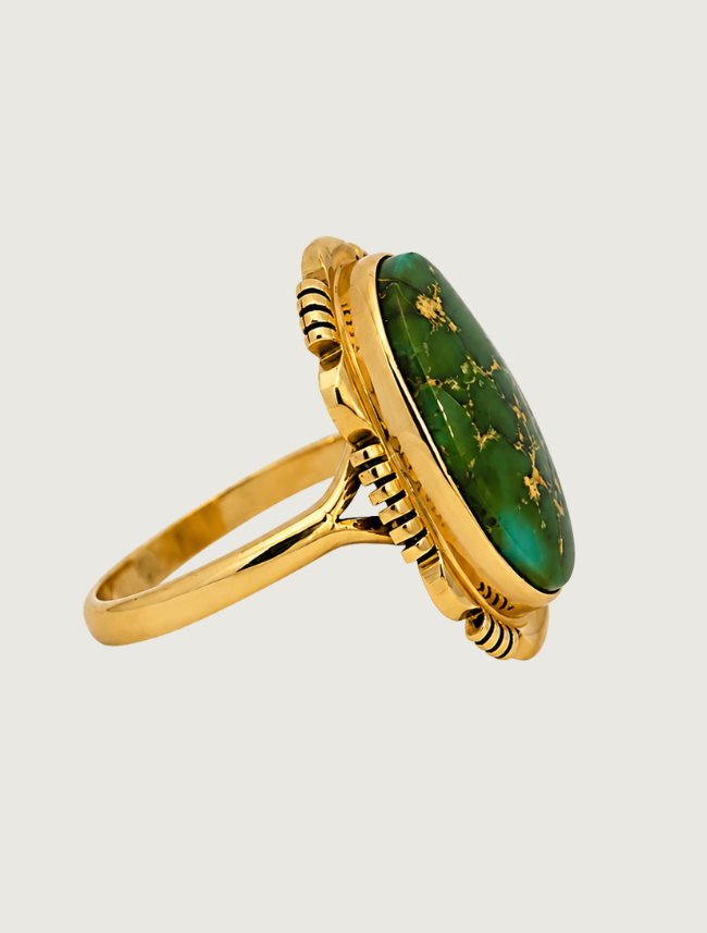 14K YG Carico Lake Turquoise Ring