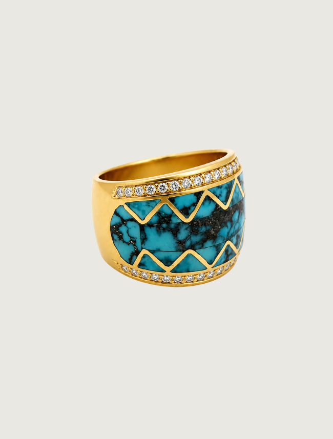14K YG Kingman TQ & DIA Ring D: 0.80ct
