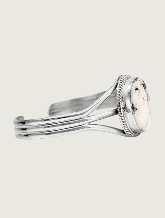 Sterling Silver White Buffalo Cuff Bracelet