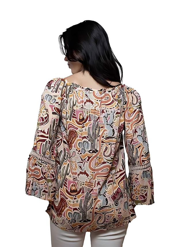 Scully Women's Vibrant Western Print Blouse