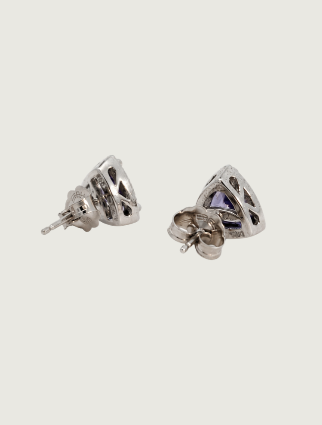 14K White Gold Tanzanite & Diamond Earrings