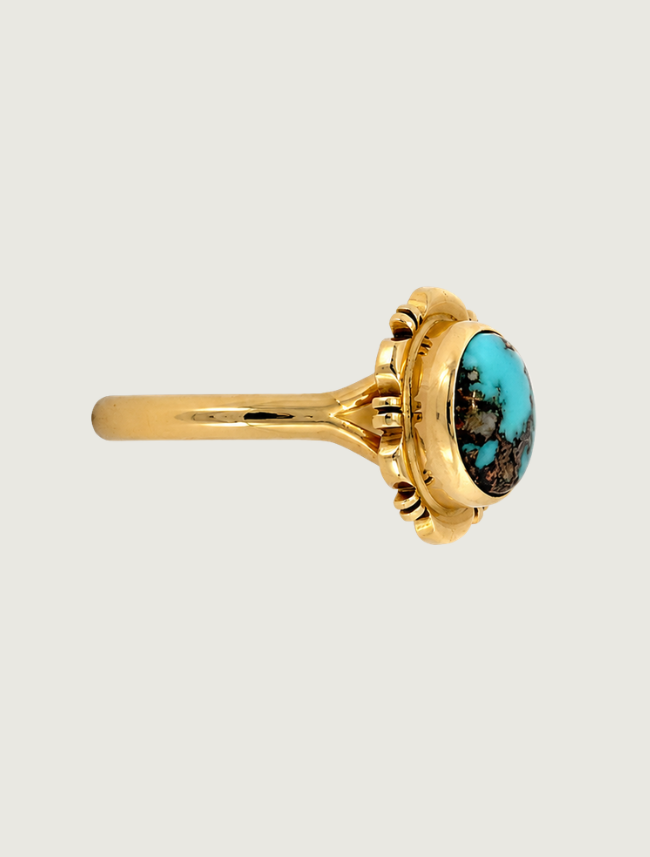 14K Yellow Gold Bisbee Turquoise Ring