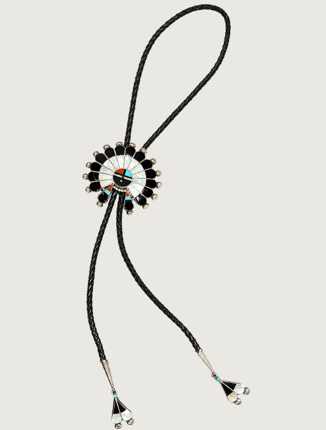 Sterling Silver Mother of Pearl Inlay Kachina Bolo Tie