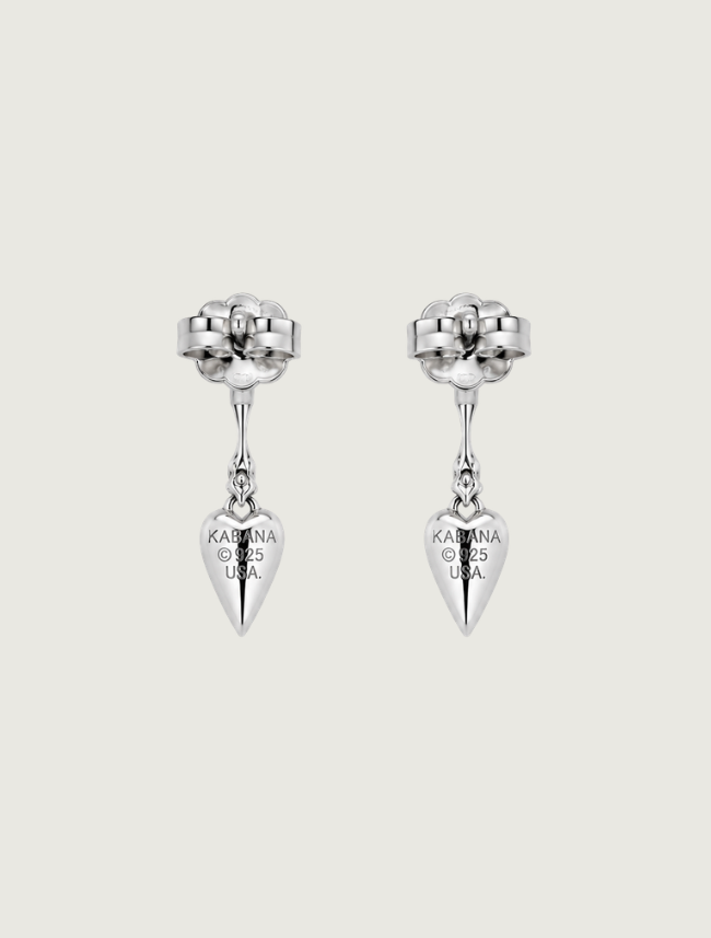 Kabana Rhodium-Plated Sterling Silver Mother of Pearl Heart Earrings